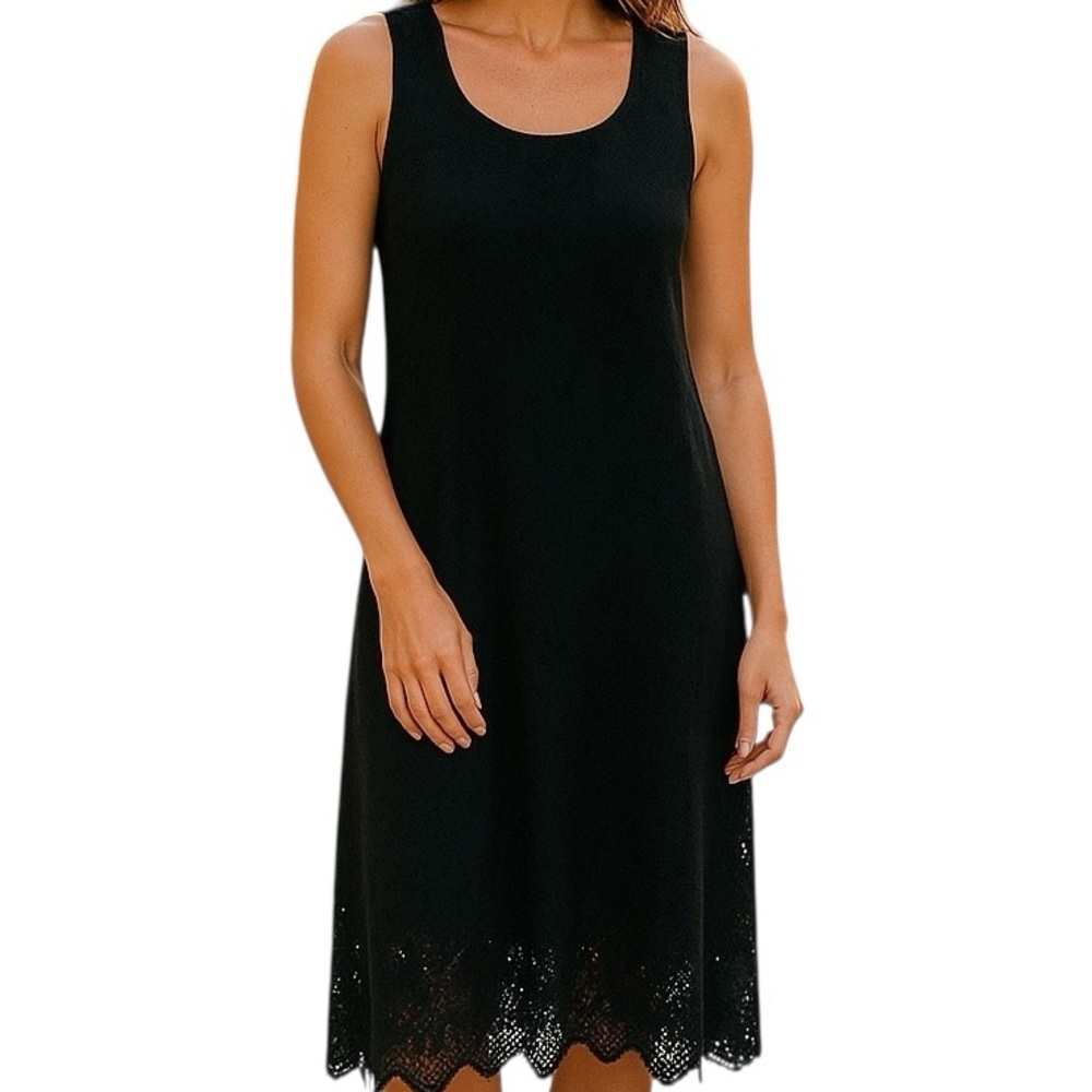 Coco + Carmen Black Laser Cut Lace Knit Tank Dress S/M